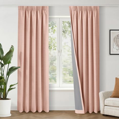100% Rideau Occultant Thermique 140 x 175 cm Lot de 2, Rose Blush (1/5)