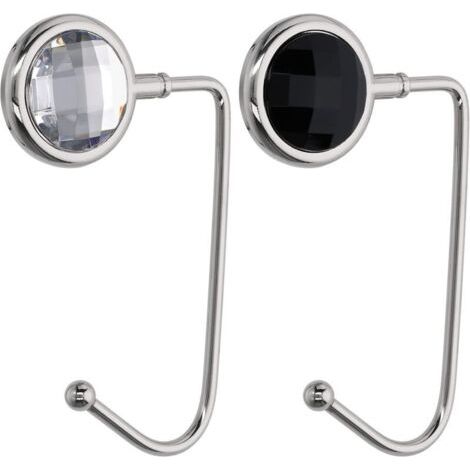 2 Pcs Crochet de Sac à Main - Accroche Rigide Zinc en Aluminium - Porte-Sac pour Table Bureau - Suspension Sac à Main Petits Objets - Noir-Blanc-argenté (1/4)