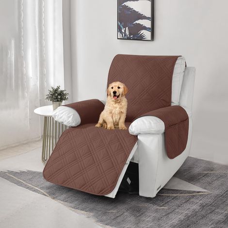 Sesselschoner für Relaxsessel mit Armlehnen &amp Taschen – Weicher Sesselüberwurf 59×203 cm, rutschfest &amp Waschbar, Sesselbezug zum Schutz vor Flecken &amp Haustieren (Braun)