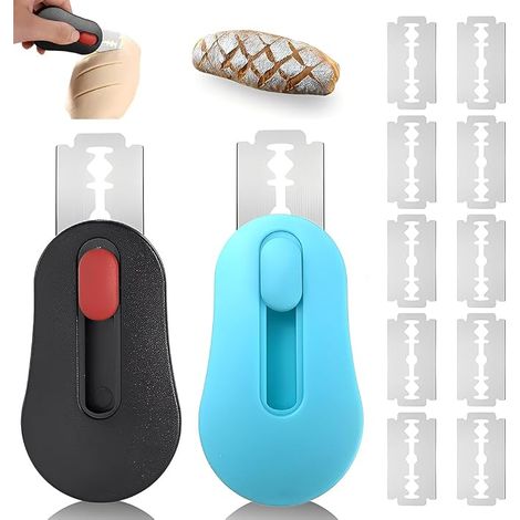 2 Sets Bread Crusher Kitchen Knife Bread Baking Accessories Including 12 Blades, Black and Sky Blue (1/5)