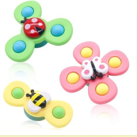 Lot de 3 toupies anti-stress à ventouse pour enfants - Jouet rotatif multicolore (1/5)
