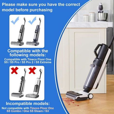 Brosse A Rouleau - Filtre HEPA - Compatible Tineco Floor One S5 S5 Pro S5 Pro 2 S5 Extreme - 1 Brosse 2 En 1 Avec Brosse Tete D Oie - Lot De 3 (1/5)