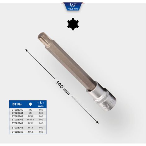 BRILLIANT TOOLS Douille à embout RIBE 1/2" 140 mm de long M13 - BT022745 (1/5)