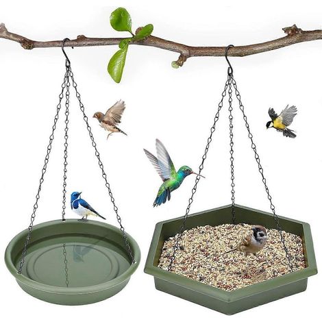 Bain d'oiseaux suspendu - Mangeoire, Mangeoire et bain d'oiseaux suspendus XL 2 en 1 pour l'extérieur, Bains d'oiseaux suspendus pour l'extérieur (1/5)