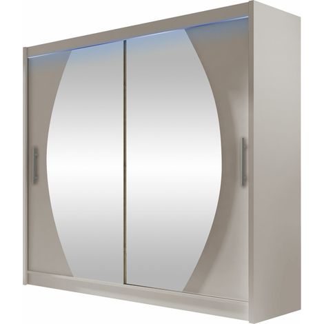 Armario Closico Pallor IV, Cachemira, 215x180x58cm, Puertas de armario: Correderas, Número de estantes: 5, LED