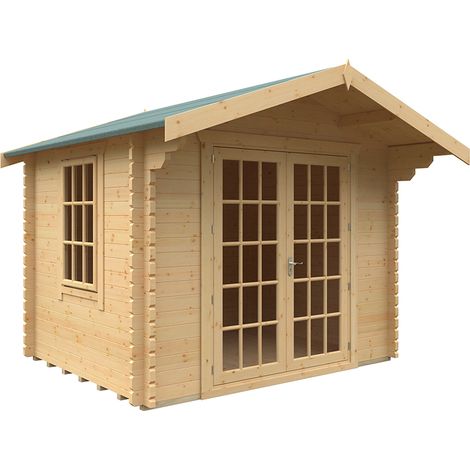 8x10w The Lotherton Plus 44mm Cabin - L235 x W295 x H261.6 cm - Solid Wood/Softwood/Pine - Natural