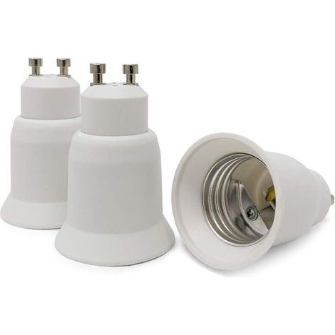 YMYNY Lot de 3 adaptateurs de culot de lampe - Blanc - Culot GU10 vers E27 - Adaptateur de douille pour ampoule LED halogène à faible consommation d'énergie