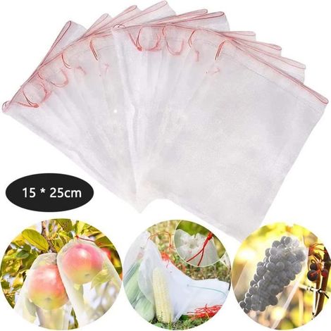 50 Pièces Sac de Protection de Fruits de Raisins, Sac en Organza des Fruits Réutilisables Sacs en Maille Filet , 15 x 25 cm (1/4)