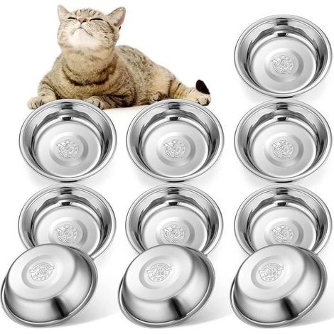 Bol pour chat - YSTP - 14 cm - Acier inoxydable 304 - Lot de 10 - Résistant à la rouille (1/4)