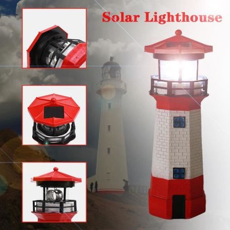 Lampe solaire de paysage - - Phare tournant - LED intégrée - Imperméable - Rouge (1/5)