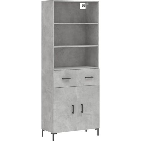 Credenza cassettiera mobile contenitore organizer cucina soggiorno salotto alto 695 x 34 x 180 cm legno ingegnerizzato grigio 020034672