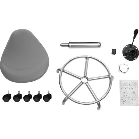 Tabouret réglable en hauteur, pivotant à 360°, capacité de 150 kg, gris (1/2)