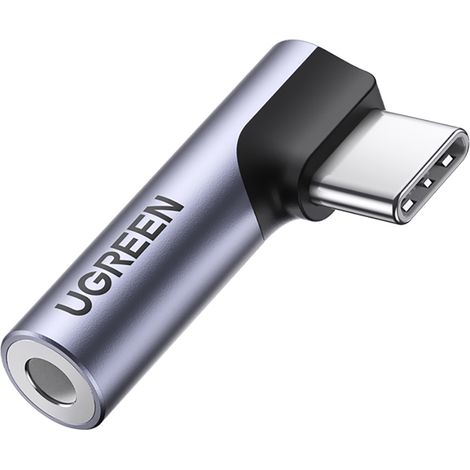 Adattatore USB-C Ugreen (maschio) angolato a mini jack da 3,5 mm (femmina) - grigio (1/5)