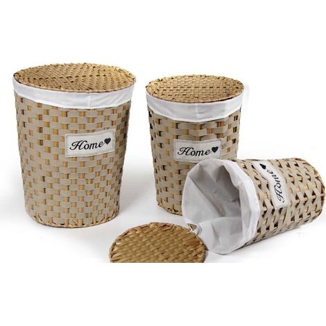 SET PORTA BIANCHERIA HOME IN LEGNI NATURALE CON APPLICAZIONI IN FELTRO (1/2)