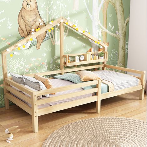 Letto Bambino 90x200 cm con Libreria in Stile Scandinavo Naturale (1/5)