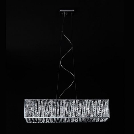 Italux Vanessa - Suspension moderne à 7 lumières en chrome avec aluminium anodisé, abat-jour argenté, G9