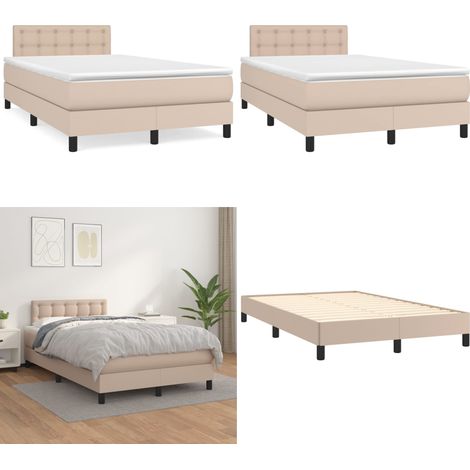 Sommier à lattes de lit matelas cappuccino 120x190cm similicuir - Matelas ensaché - Sommeil réparateur (1/5)