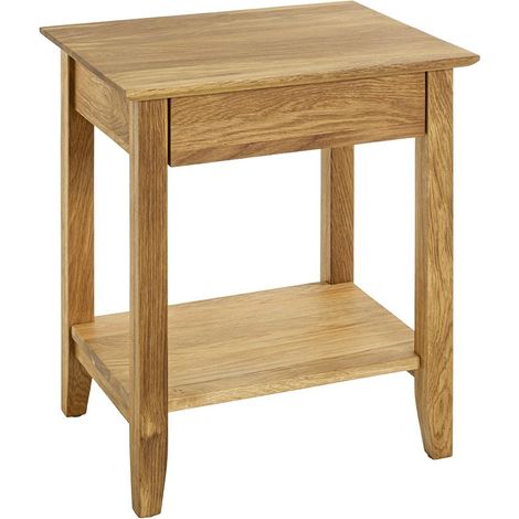 Console table d'appoint 1 tiroir en bois massif huilé coloris chêne - Longueur 56 x Hauteur 52 x Profondeur 30 cm (1/5)