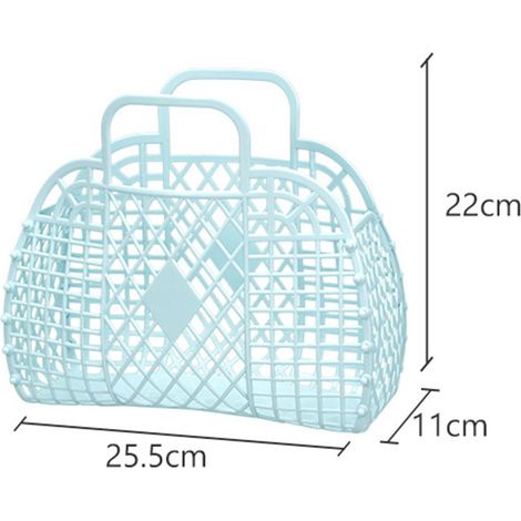 Panier de rangement creux en plastique réutilisable, portable et pliable, bleu, 250 x 110 x 220 mm / 9,84 x 4,33 x 8,66 pouces. Idéal pour la plage, la maison, le chevet, les courses, les jouets et le (1/5)