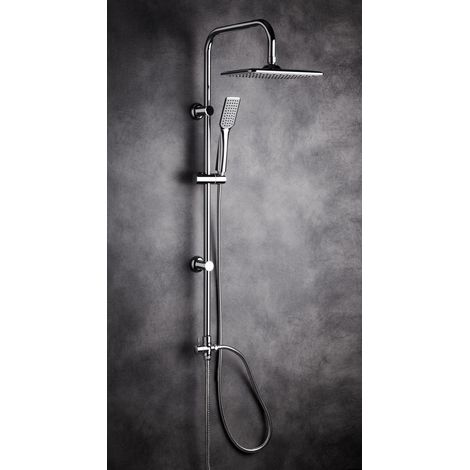 Columna de ducha en puente con ducha cervical rectangular, con desviador incluido, grifo no incluido, soportes de pared ajustables (1/5)