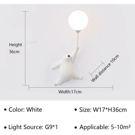 Applique murale LED moderne pour chambre d'enfant, salon, One-handed white bear (left hand) single-color warm light/mcj (1/4)