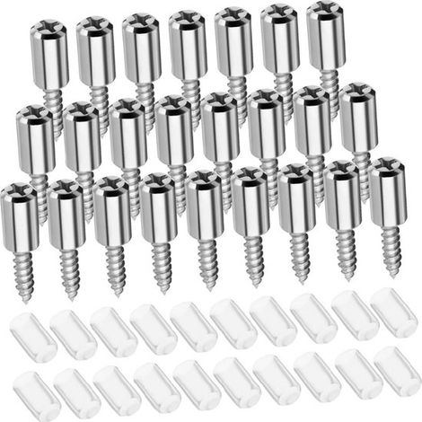 100 piezas, Pasadores para estantes atornillables con fundas transparentes antideslizantes, Clavos para estantes niquelados (1/5)