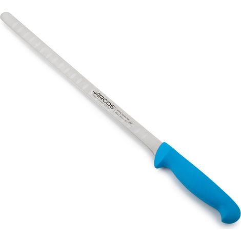Coltello per salmone Arcos Colore - Prof. 293323 in acciaio inox Nitrum e mango ergonomico blu Polipropilene e 30 lama cm, coperchio del display (1/5)