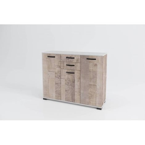 Aparador SOCHEF 107x36x86 cm roble arenado/gris