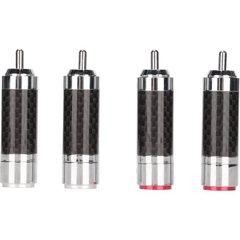 Connecteur RCA Durable en Fibre de Carbone Chromé pour Amplificateur Audio et Câbles Son (1/5)