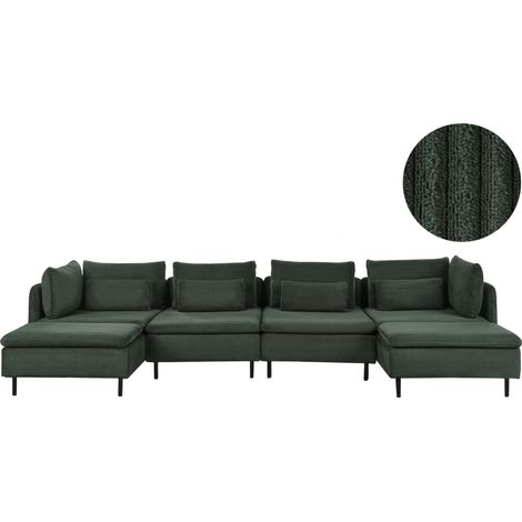 Modular Right Corner 4 Seater Sofa Green Corduroy 4 Piece Sectional Sofa Modern Design EGERIS