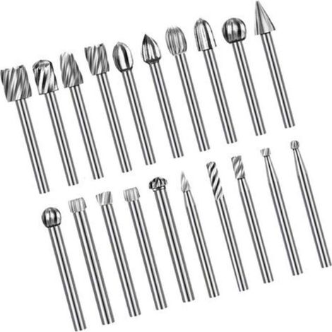 Kit de 20 fraises rotatives en acier rapide pour le chanfreinage et la gravure