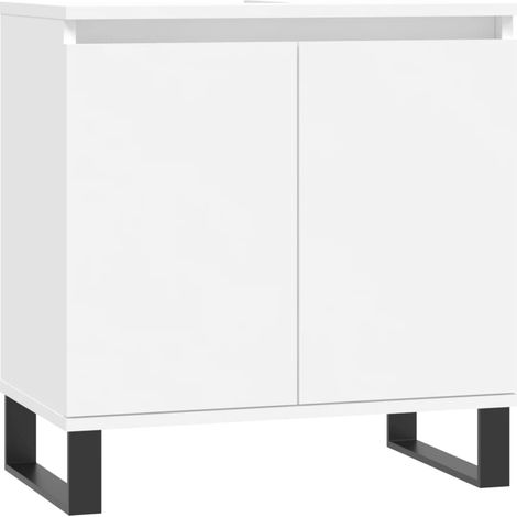Armoire de salle de bain blanc 58x33x60 bois d'ingénierie (1/5)