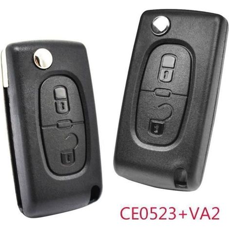 Coque de clé en silicone à 2 boutons compatible avec Peugeot 308, 207, 307, 3008, 5008, 807, Expert et Citroën C2, C3 Picasso, C4, C8, CE0523 (1/4)