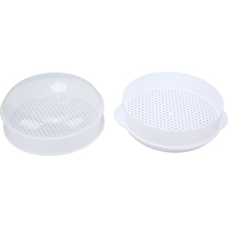 Cuiseur vapeur micro-ondes avec couvercle transparent indéformable et poignée, grande double couche, pour la cuisine. (1/5)