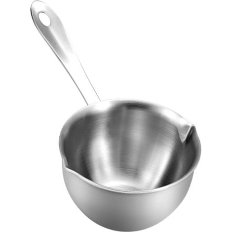 Petite Casserole Inoxydable Pour Sauce Huile Et Lait 18 Cm 2 Becs Verseurs Poignée Ergonomique Anti-Chaleur Double Échelle Interne Pour Cuisine Maison (1/5)