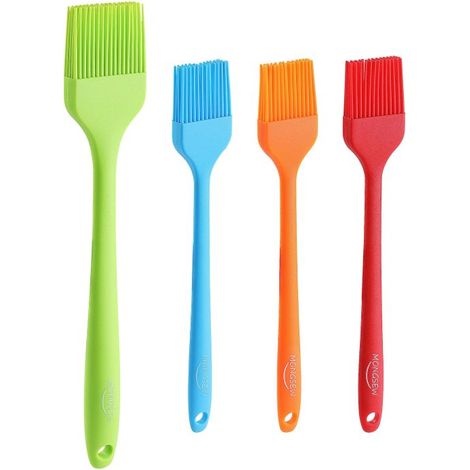 Juego de 4 cepillos de cocina de silicona resistentes al calor, aptos para lavavajillas y multiusos, en colores surtidos. (1/5)