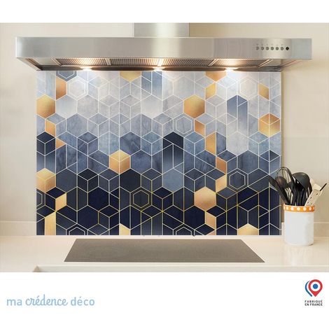 Fond de hotte : Cubes dorées - Verre trempé - 70 cm - 60 cm (1/5)