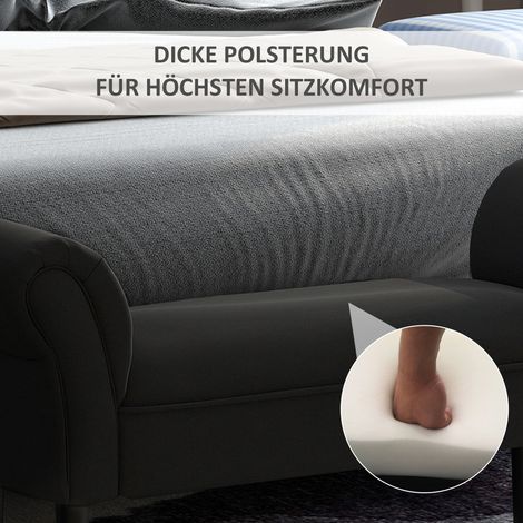 Banquette coffre, banc à chaussures, design intemporel, rembourrage moelleux, charge max 130 kg, noir, 102x36x51 cm (1/5)