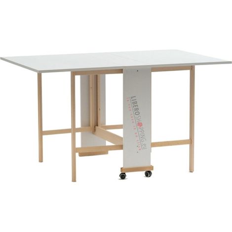 Tavolo richiudibile legno formica con ruote 140x90 cm GIORGIA Bianco (1/4)