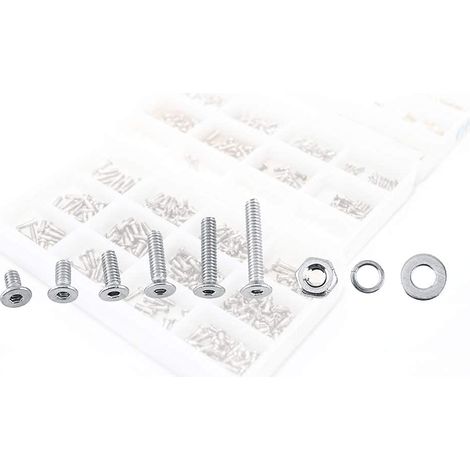 M2 304 vis à six pans creux en acier inoxydable boulon avec écrous hexagonaux rondelles ensemble assorti (tête plate) (1/5)