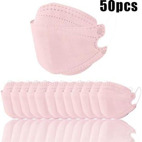 Einweg-Gesichtsmasken für Kinder, einfarbig, 10/30/50 Stück, fischförmig, vollständiger Gesichtsschutz, rosa (1/4)