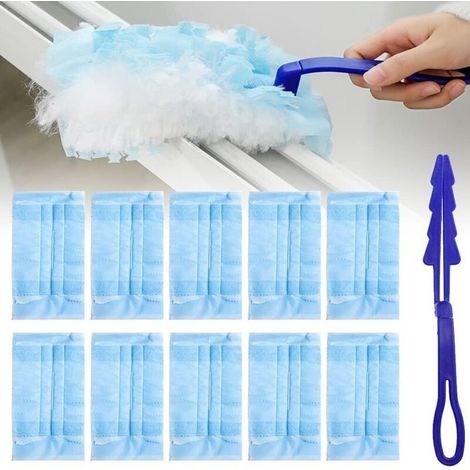 Plumeau,Microfibre Plumeaux,Produits Et Accessoires De Nettoyage,Plumeau Poussiere,Lavable,Super Hygiénique,Microfibre,1 Manche,10 Chiffons De Rechange, (1/5)