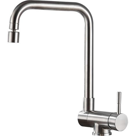 Robinets de cuisine avec fenêtre intérieure pliante, poignée unique pivotante en acier inoxydable, buse à 2 Modes, mitigeur d'évier de cuisine brossé Chaser of Light (1/5)