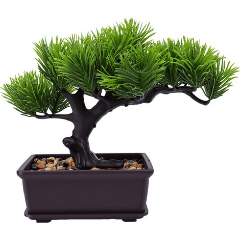 Bonsaï artificiel de genévrier, plante artificielle, décoration de bureau d'intérieur, 18 cm de haut, pour la maison, le bureau ou une maison de campagne. (1/5)
