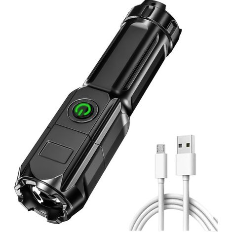 Lampe torche LED haute luminosité Zoomable et rechargeable Lampe torche portable étanche de 2000 lumens avec 3 modes d'éclairage Idéale pour le camping,la randonnée et les situations d'urgence (1/5)