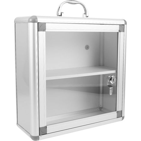 Boîte Médicaments Murale Compacte avec Compartiments Multiples Rangement Transparent Verrouillable pour Maison Bureau et Lieux Publics (1/5)
