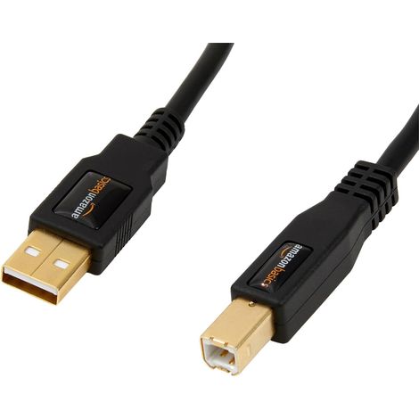 Câble USB 2.0 A-mâle vers B-mâle avec connecteurs plaqué Or (3 m), Noir (1/5)