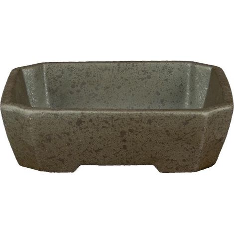 Vaso per bonsai rettangolare in gres argentato 15x12x3,5 cm - ZL314