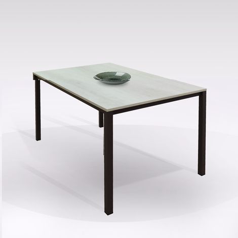 TAVOLO MOD. PLUTONE ALLUNGABILE CM 130X85 GRIGIO PIOMBO E QUERCIA BIANCA
