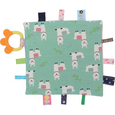Lot de 2 couvertures sensorielles douces en peluche pour bébé, sans odeur, avec étiquettes colorées, hochet et anneau de dentition, nouveau-né Type 2 (1/5)